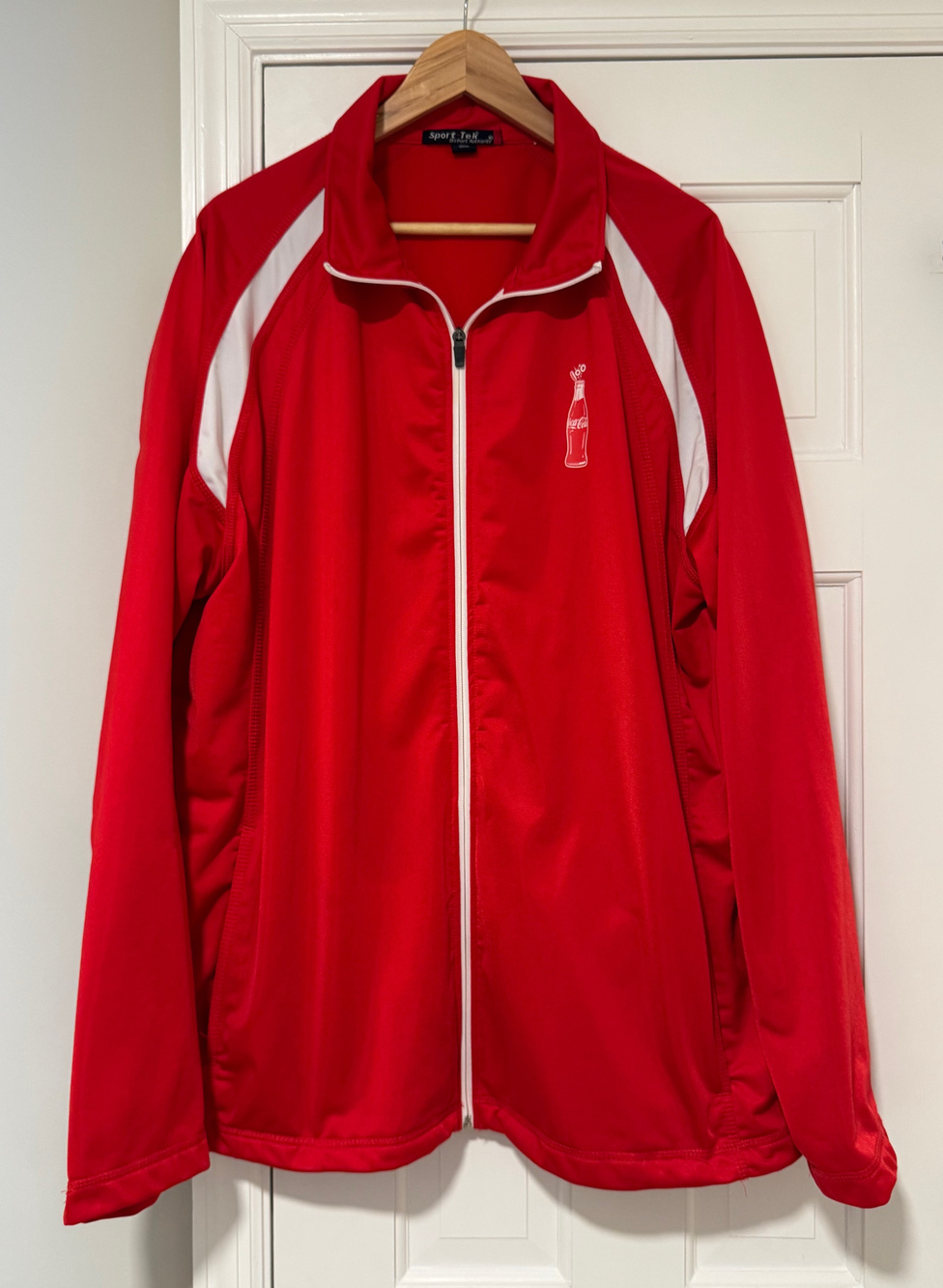 Sport-Tek Coca-Cola Embroidered Bottle Full Zip Track Jacket Red & White Men 3XL